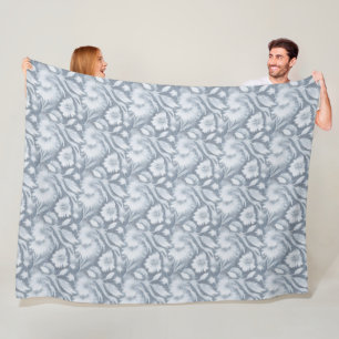 Elegante grijze deken met witte bloem omlijning 