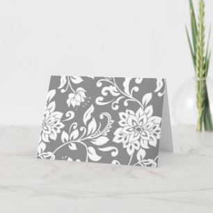 Elegante grijze en witte bloemnotitiekaarten kaart
