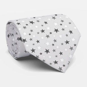 Elegante grijze en witte sterren op licht zilvergr stropdas