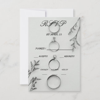 Elegante grijze en zwarte huwelijksreactiekaart RSVP kaartje