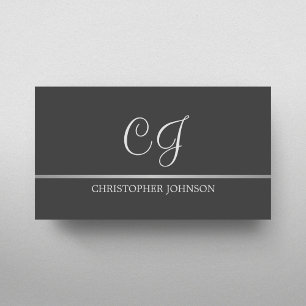 Elegante Grijze Faux Zilveren Lijn Monogram Attorn Visitekaartje