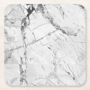Elegante grijze "Granite Haze Whorl" Marmeren text Vierkante Kartonnen Onderzetter