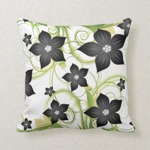 Elegante grijze houtskool bloemenworp kussen