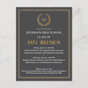 Elegante grijze krans voor 50-jarig klasfeest briefkaart