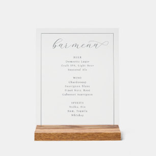Elegante Grijze Minimalistische Barmenu Acryl Bord