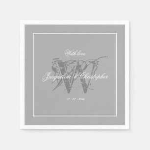 Elegante grijze monogram bruid bruidegom Classy We Servet