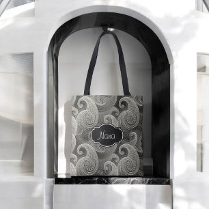 Elegante grijze Paisley Monogrammed Draagtas