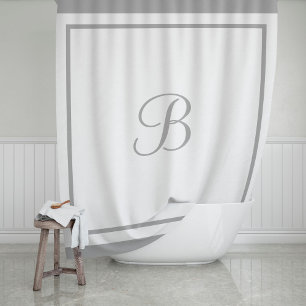 Elegante grijze rand schrift monogram douchegordijn