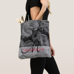 Elegante grijze rozen grijze bloemen grijs bloemig draagtas