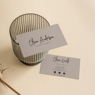 Elegante grijze taupe minimalistische Boho Chic Mo Visitekaartje