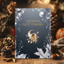 Elegante Grijze Thanksgiving met Cornucopia & Silv