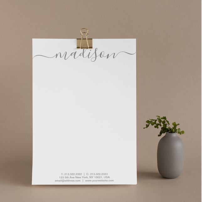 Elegante grijze typografie Naam Script Mail Briefhoofd (Creator heeft geüpload)