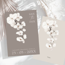 Elegante grijze witte orchidee moderne bruiloft