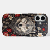 Elegante Grijze Wolf Bloemen Case-Mate iPhone Case (Achterkant (horizontaal))