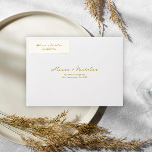 Elegante grillige beige & gouden bruiloft adres etiket