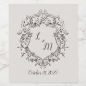 Elegante grillige bruiloft wijn label etiket (Enkel label)