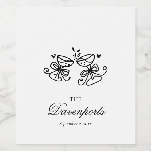 Elegante grillige Champagne Boog Bruids bruiloft Wijn Etiket (Enkel label)