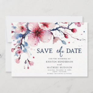 Elegante grillige kersenbloesem bruiloft save the date