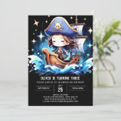 Elegante grillige piratenverjaardag kaart (Staand voorkant)