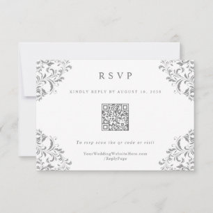Elégante Gris Vintage Wedding QR Code carte RSVP