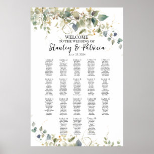Elegante groen bruiloft zittafel 18 tafels poster