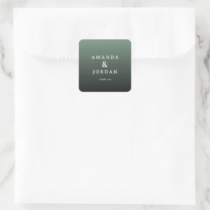 Elegante Groen Dankkaart Vierkante Sticker
