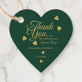 Elegante Groen En Goud Bedankt Hart Trouw  Bedankjes Labels