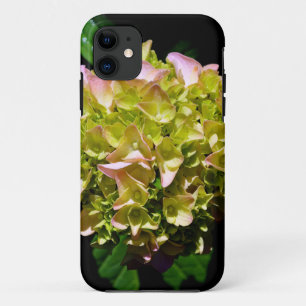 Elegante groen geel roze Hydrangea bloemen iPhone 11 Hoesje