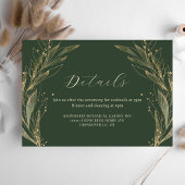 Elegante groen gouden blad bruiloft details informatiekaartje