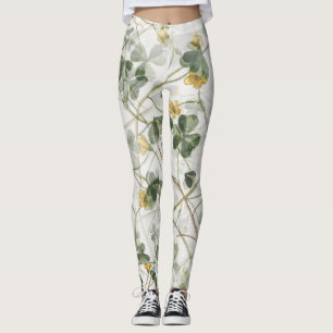 Elegante  Groen Gouden Botanische Illustratie Leggings