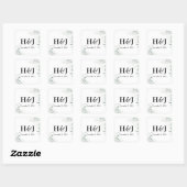 Elegante groen monogrammen en datum vierkante sticker (Vel)