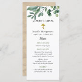 Elegante groen orthodoxe Christelijke begrafenis Menu (Voorkant / Achterkant)