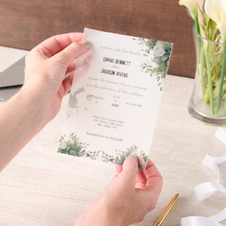 Elegante Groene Acryl Trouwuitnodiging Vellum Uitnodigingen
