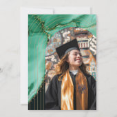 Elegante Groene Aquarel Afstudeerfeest Kaart (Achterkant)