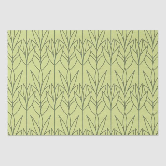 Elegante groene art deco bloempatroon chic modern tissuepapier (Voorkant)