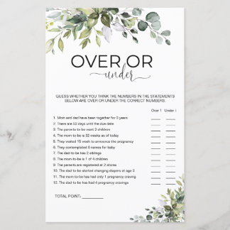 Elegante Groene Baby Shower Over of Under Spel