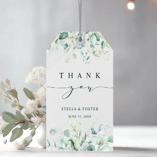 Elegante groene blad bruiloft bedankt cadeaulabel