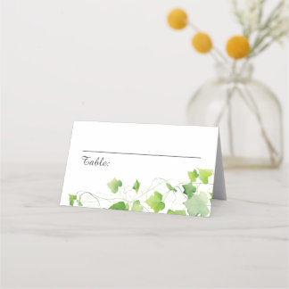 Elegante Groene Blad Bruiloft Gevouwen Plaatskaart