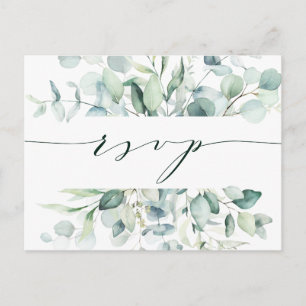 Elegante groene blad bruiloft RSVP Briefkaart