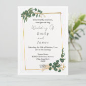Elegante Groene Blad Bruiloft Uitnodiging (Staand voorkant)