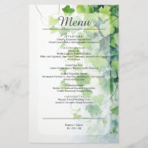 Elegante Groene Blad Bruiloftsmenu