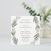 Elegante groene blad huwelijksrepetitie diner uitn kaart (Staand voorkant)