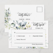 Elegante Groene Bladeren Reactie met Adres Achterk RSVP Kaartje (Voorkant / Achterkant)