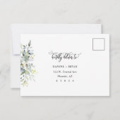 Elegante Groene Bladeren Reactie met Adres Achterz RSVP Kaartje (Achterkant)