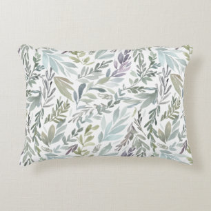 Elegante groene blauwe botanische Waterverf Accent Kussen