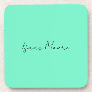 Elegante groene blauwe script kalligrafie naam bier onderzetter