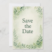 Elegante groene bloem Save the Date Wedding (Achterkant)