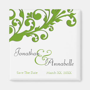 Elegante groene bloemachtige Save The Date Magneet