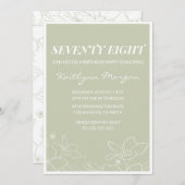 Elegante Groene Bloemen 78ste verjaardag uitnodigi Kaart (Voorkant / Achterkant)