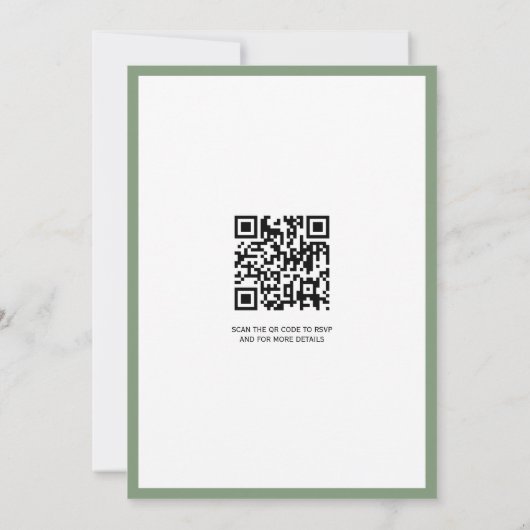 Elegante groene  bloemen lijst QR code bruiloft Kaart (Achterkant)